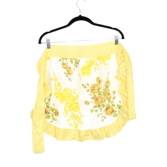 Vintage Yellow White Roses Print Half Waist Kitchen Cooking Apron Size XS-S - Picture 1 of 9